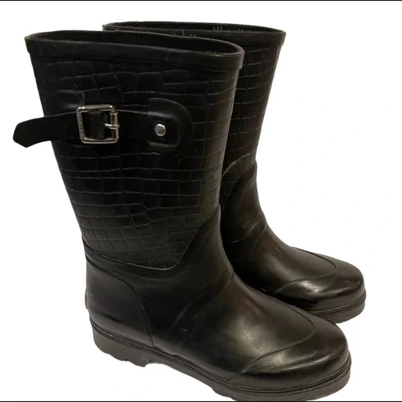 MICHAEL KORS Black Crocodile Rain Boots - Picture 1 of 4